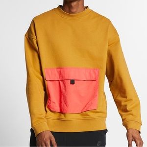 🔥 Nike Quest Fleece Crewneck Sweatshirt Pocket Wheat Brown Small